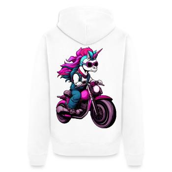 Licornes moto - Veste à capuche bio Premium Unisexe - blanc - Dos - Thijin (182cm)