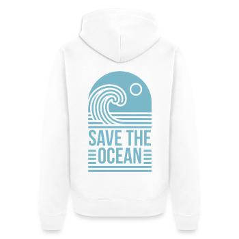 Save the ocean activist quotes retro aesthetic - Unisex Premium Organic Zip Hoodie - white - Back - Thijin (182cm)