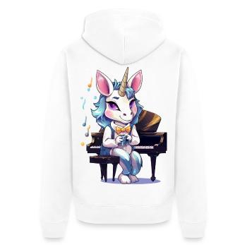 Piano Unicorn Artist Coffee - Unisex Premium Organic Zip Hoodie - white - Back - Thijin (182cm)