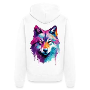 Wolf Wolf Head Predator Forest Nature Wilderness Colorful - Unisex Premium Organic Zip Hoodie - white - Back - Thijin (182cm)