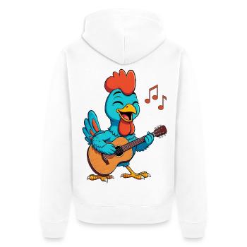 Chicken Playing Guitar - Unisex Premium Organic Zip Hoodie - white - Back - Thijin (182cm)