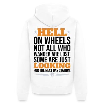 Hell On Wheels – Motard de station-service - Veste à capuche bio Premium Unisexe - blanc - Dos - Thijin (182cm)