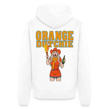 orangedutchie - Unisex Premium Bio Zip Hoodie - Weiß - Hinten - Thijin (182cm)