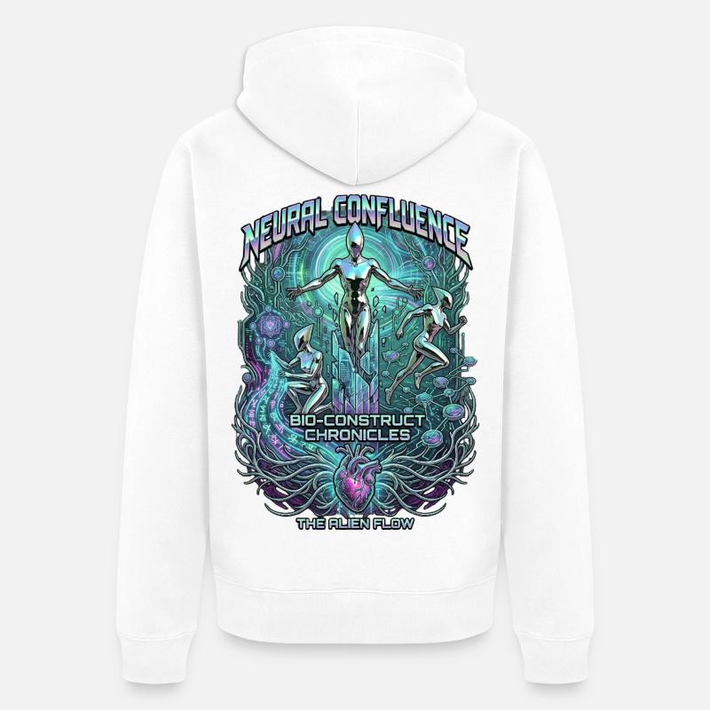Neural Confluence Bio-Construct Chronicles - Unisex Premium Bio Zip Hoodie - Weiß