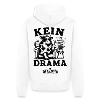 Kein Drama Lustige Kuh Dead Mood Animals - Unisex Premium Bio Zip Hoodie - Weiß - Hinten - Thijin (182cm)