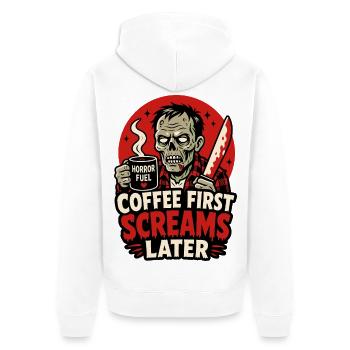Café D’abord Cris Plus tard Zombie - Veste à capuche bio Premium Unisexe - blanc - Dos - Thijin (182cm)