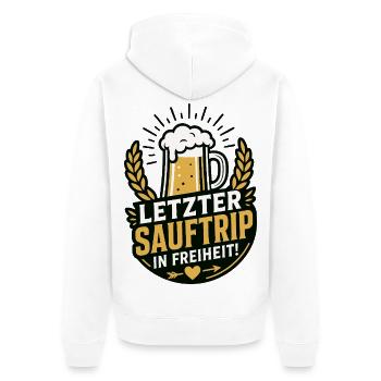 Letzter Sauftrip in Freiheit JGA - Unisex Premium Bio Zip Hoodie - Weiß - Hinten - Thijin (182cm)