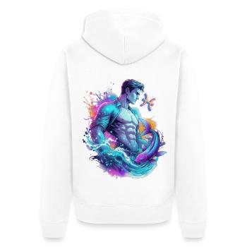 Poissons_Astro_Homme - Unisex Premium Bio Zip Hoodie - Weiß - Hinten - Thijin (182cm)