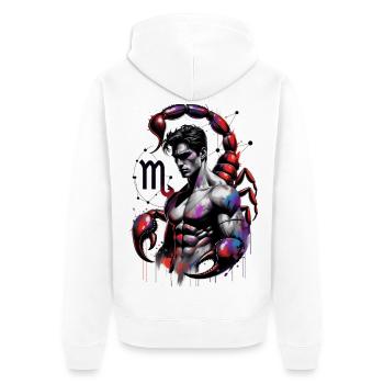 Scorpion_Astro_Homme - Unisex Premium Bio Zip Hoodie - Weiß - Hinten - Thijin (182cm)