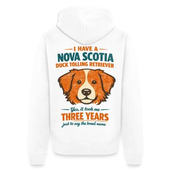 Retro Nova Scotia Duck Tolling Retriever Spruch - Unisex Premium Bio Zip Hoodie - Weiß - Hinten - Thijin (182cm)