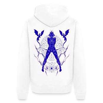 Schütze-Frau – Astrologiegeschenk - Unisex Premium Bio Zip Hoodie - Weiß - Hinten - Thijin (182cm)