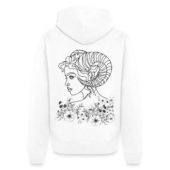Widder-Frau – Astrologiegeschenk - Unisex Premium Bio Zip Hoodie - Weiß - Hinten - Thijin (182cm)