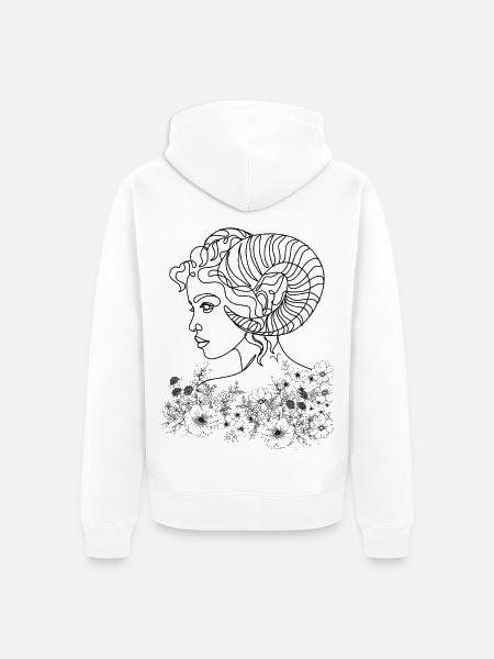 Bélier Femme – Cadeau Astrologie - Veste à capuche bio Premium Unisexe - blanc
