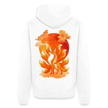 Renard à Neuf Queues – Cadeau Original - Veste à capuche bio Premium Unisexe - blanc - Dos - Thijin (182cm)