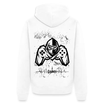Gamer Controller – Geek Gift - Unisex Premium Organic Zip Hoodie - white - Back - Thijin (182cm)