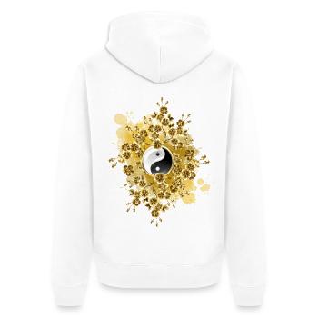 Yin Yang Flowers – Zen Gift - Unisex Premium Organic Zip Hoodie - white - Back - Thijin (182cm)