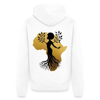Africa Women – Roots Gift - Unisex Premium Organic Zip Hoodie - white - Back - Thijin (182cm)