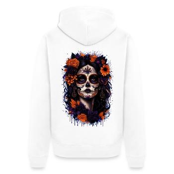 Hexen – Mexikanische Catrina - Unisex Premium Bio Zip Hoodie - Weiß - Hinten - Thijin (182cm)