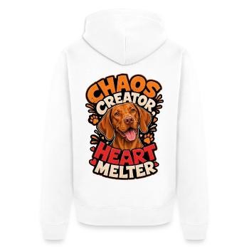 Ungarischer Pointer - Unisex Premium Bio Zip Hoodie - Weiß - Hinten - Thijin (182cm)