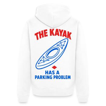 The Kayak Has a Parking Problem – Kajak - Unisex Premium Bio Zip Hoodie - Weiß - Hinten - Thijin (182cm)