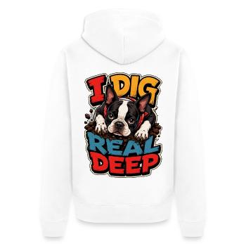 Boston Terrier - Unisex Premium Bio Zip Hoodie - Weiß - Hinten - Thijin (182cm)