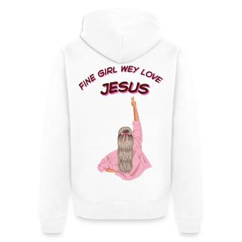 feines Mädchen, wir lieben Jesus - Unisex Premium Bio Zip Hoodie - Weiß - Hinten - Thijin (182cm)