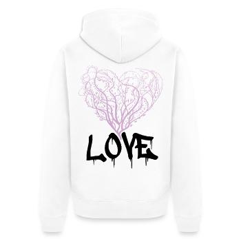 grafittitree - Unisex Premium Bio Zip Hoodie - Weiß - Hinten - Thijin (182cm)