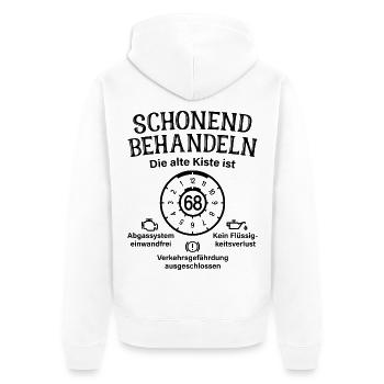 68. Geburtstag Schonend Behandeln Alte Kiste 68 - Unisex Premium Bio Zip Hoodie - Weiß - Hinten - Thijin (182cm)