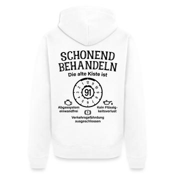91. Geburtstag Schonend Behandeln Alte Kiste 91 - Unisex Premium Bio Zip Hoodie - Weiß - Hinten - Thijin (182cm)