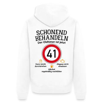 41. Geburtstag Schonend Behandeln Oldtimer Ist 41 - Unisex Premium Bio Zip Hoodie - Weiß - Hinten - Thijin (182cm)