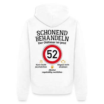 52. Geburtstag Schonend Behandeln Oldtimer Ist 52 - Unisex Premium Bio Zip Hoodie - Weiß - Hinten - Thijin (182cm)