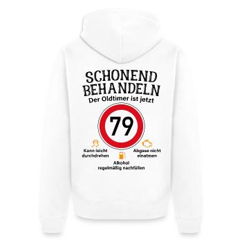 79. Geburtstag Schonend Behandeln Oldtimer Ist 79 - Unisex Premium Bio Zip Hoodie - Weiß - Hinten - Thijin (182cm)