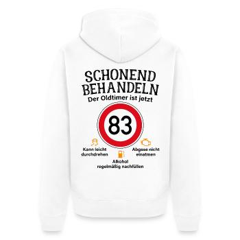 83. Geburtstag Schonend Behandeln Oldtimer Ist 83 - Unisex Premium Bio Zip Hoodie - Weiß - Hinten - Thijin (182cm)