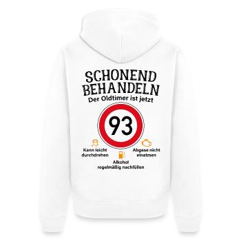 93. Geburtstag Schonend Behandeln Oldtimer Ist 93 - Unisex Premium Bio Zip Hoodie - Weiß - Hinten - Thijin (182cm)