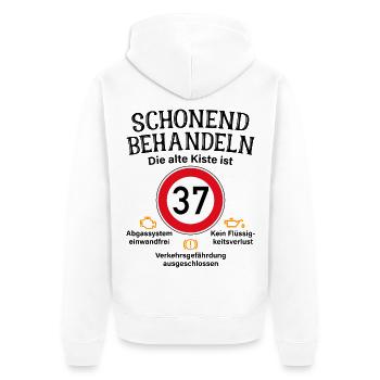 37. Geburtstag Schonend Behandeln 37 Alte Kiste 37 - Unisex Premium Bio Zip Hoodie - Weiß - Hinten - Thijin (182cm)