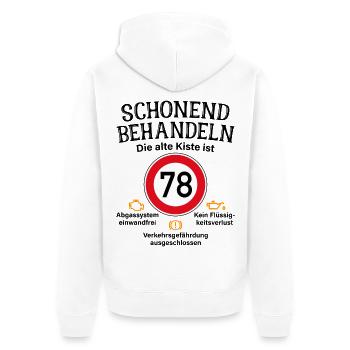 78. Geburtstag Schonend Behandeln 78 Alte Kiste 78 - Unisex Premium Bio Zip Hoodie - Weiß - Hinten - Thijin (182cm)