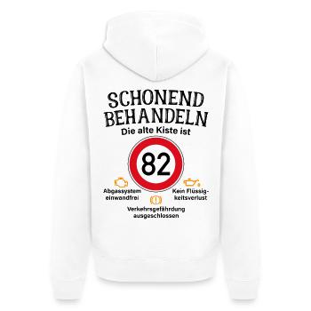 82. Geburtstag Schonend Behandeln 82 Alte Kiste 82 - Unisex Premium Bio Zip Hoodie - Weiß - Hinten - Thijin (182cm)