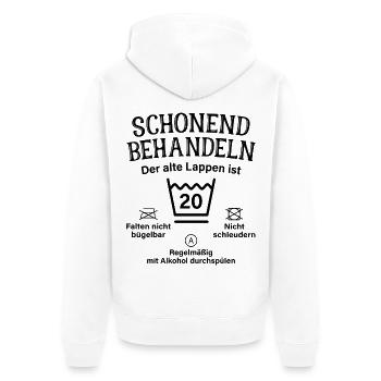 20. Geburtstag Schonend Behandeln Alte Lappen 20 - Unisex Premium Bio Zip Hoodie - Weiß - Hinten - Thijin (182cm)