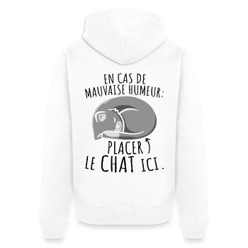 Chats En Cas de Mauvaise Humeur Placer le Chat Ici - Veste à capuche bio Premium Unisexe - blanc - Dos - Thijin (182cm)