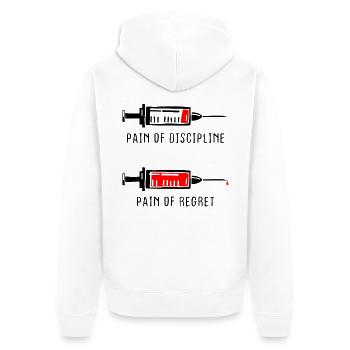 Douleur de la discipline Regret Discipline Fitness Succès - Veste à capuche bio Premium Unisexe - blanc - Dos - Thijin (182cm)