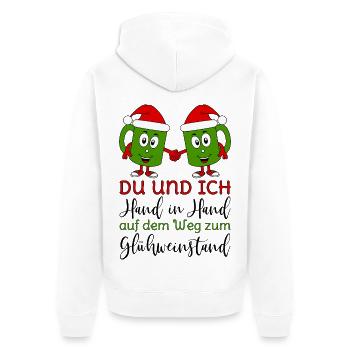 Glühwein Tassen Du und Ich Hand in Hand Spruch rot - Unisex Premium Bio Zip Hoodie - Weiß - Hinten - Thijin (182cm)