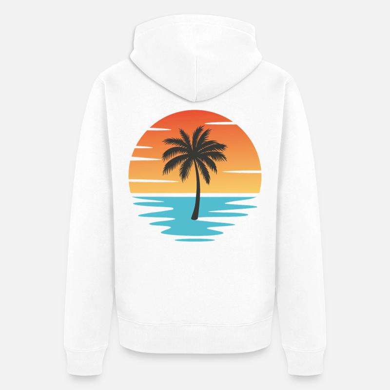Plage Coucher de soleil - Veste à capuche bio Premium Unisexe - blanc