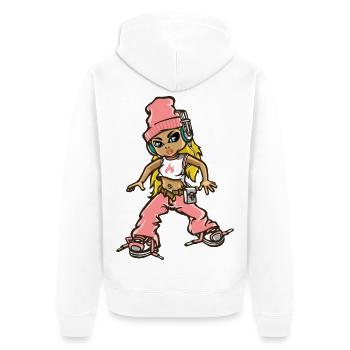 Hip hop girl in pink - Unisex Premium Organic Zip Hoodie - white - Back - Thijin (182cm)