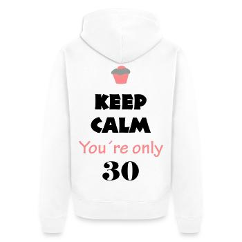 geburtstag 30 - Unisex Premium Bio Zip Hoodie - Weiß - Hinten - Thijin (182cm)