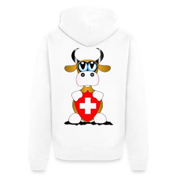 Kuh Schweiz - Unisex Premium Bio Zip Hoodie - Weiß - Hinten - Thijin (182cm)