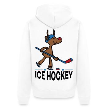 Cadeaux drôles pour les enfants et les joueurs de hockey sur glace - Veste à capuche bio Premium Unisexe - blanc - Dos - Thijin (182cm)