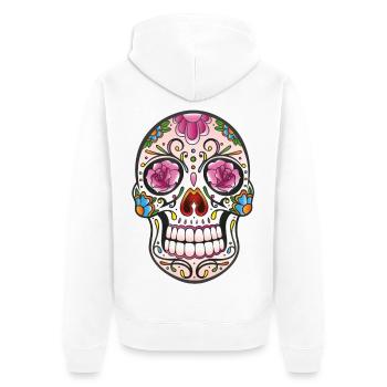 Mexican Sugar Skull, day of the dead - Veste à capuche bio Premium Unisexe - blanc - Dos - Thijin (182cm)