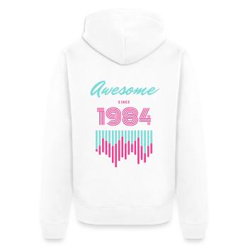Awesome Since 1984 - Unisex Premium Organic Zip Hoodie - white - Back - Thijin (182cm)