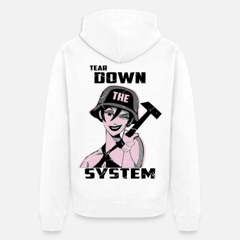 Détruire le système - Veste à capuche bio Premium Unisexe - blanc