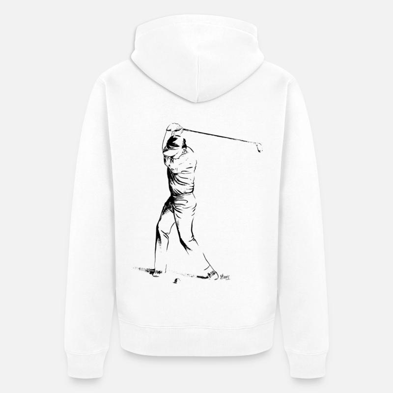 Bild eines Golfers während des Spiels - Unisex Premium Bio Zip Hoodie - Weiß